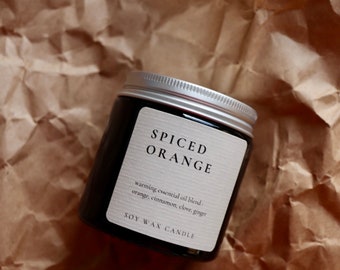 SPICED ORANGE, natürliche Sojawachskerze mit ätherischen Ölen,Duftkerze im Glas, Naturkosmetik, Kerze, Seifen