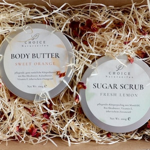 Gift set Body Care DUO: Natural cosmetics, solid body butter, body scrub, vegan & palm oil-free, Christmas gift