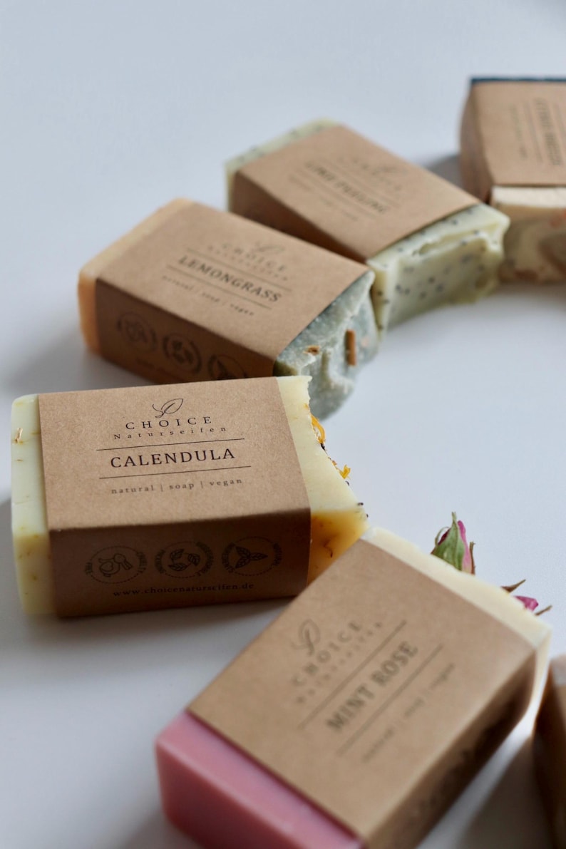 Natural soap sample set "Soap Sample Set" 10x50g – Individually wrapped, wedding favor, guest soap, party favor, goodies, guest soap set image 6