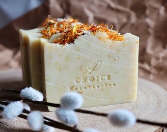 CALENDULA natural soap with organic calendula and colloidal oat flour, handmade soap without fragrances for sensitive skin