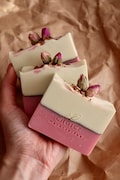 Natural soap &quot;Mint Rose&quot; with ylang-ylang and peppermint oil, nourishing handmade soap with real rosebuds - guest gift, party gift