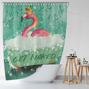 Get Naked Shower Curtain, Flamingo Shower Curtain, Funny Shower Curtain For Bathroom, Bathroom Art Decoration, Waterproof Shower Curtain