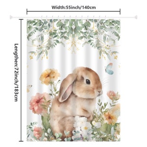 Spring Shower Curtain, Easter Bunny Shower Curtain, Watercolor Rabbit ...