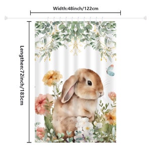 Spring Shower Curtain, Easter Bunny Shower Curtain, Watercolor Rabbit ...