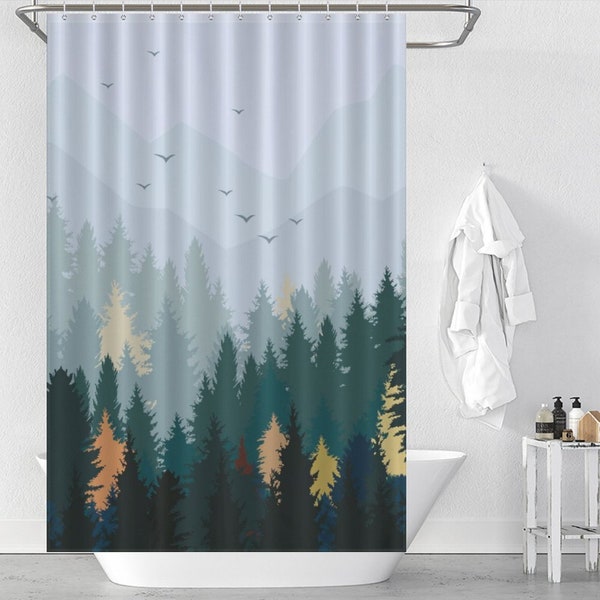 Pine Shower Curtain Etsy