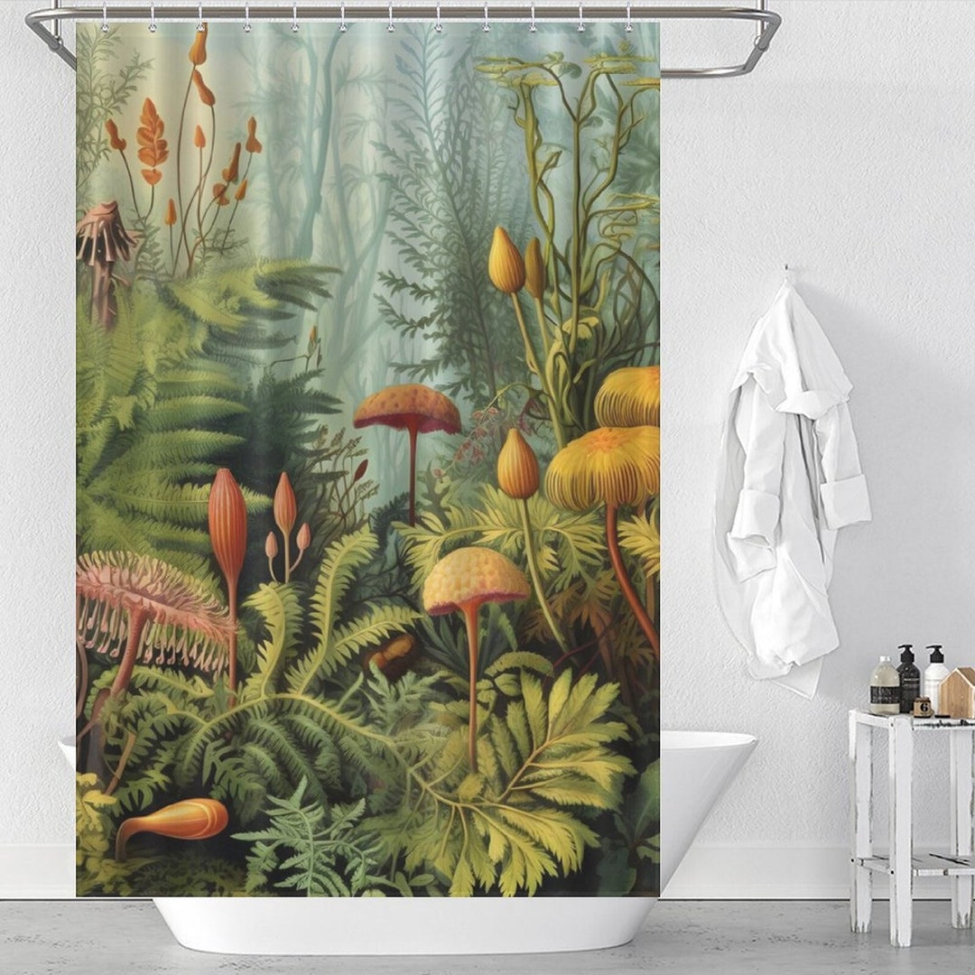Mushroom Shower Curtain, Jungle Shower Curtain, Bohemia Shower Curtain