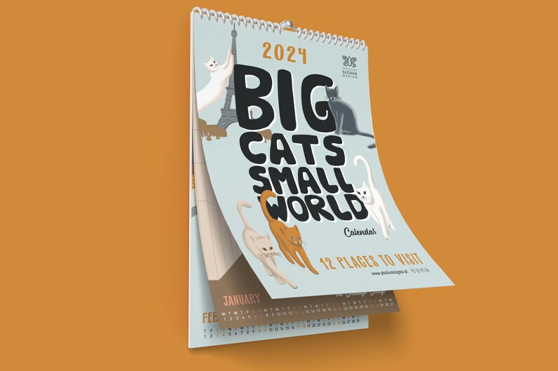 2024 Cats Wall Calendar A4 Big Cats Small World Cats and Travels ship 2024 Cats Wall Calendar A4 Big Cats Small World Cats and Travels ship