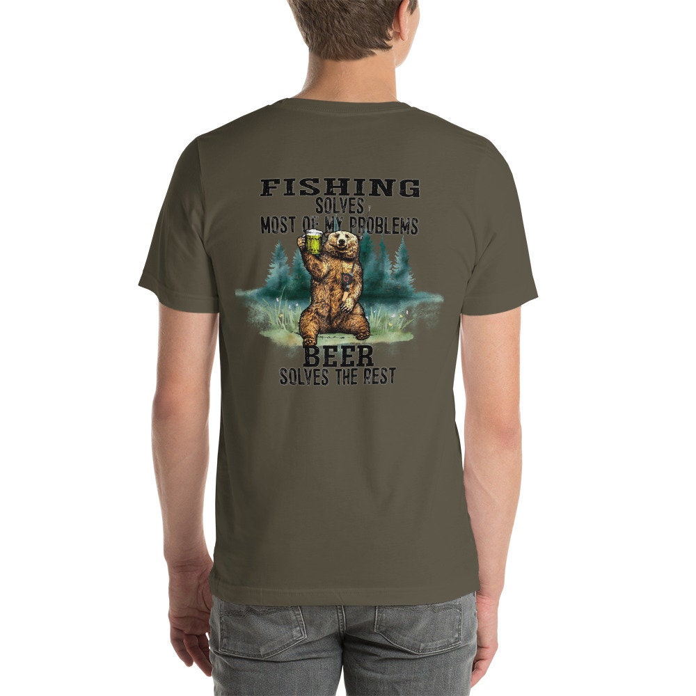 Funny Fishing Shirts for Men Fishing Solves Most My Problems Beer Gifts for  Men 