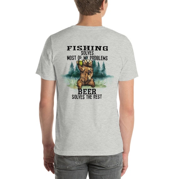 Funny Fishing Shirts for Men Fishing Solves Most My Problems Beer