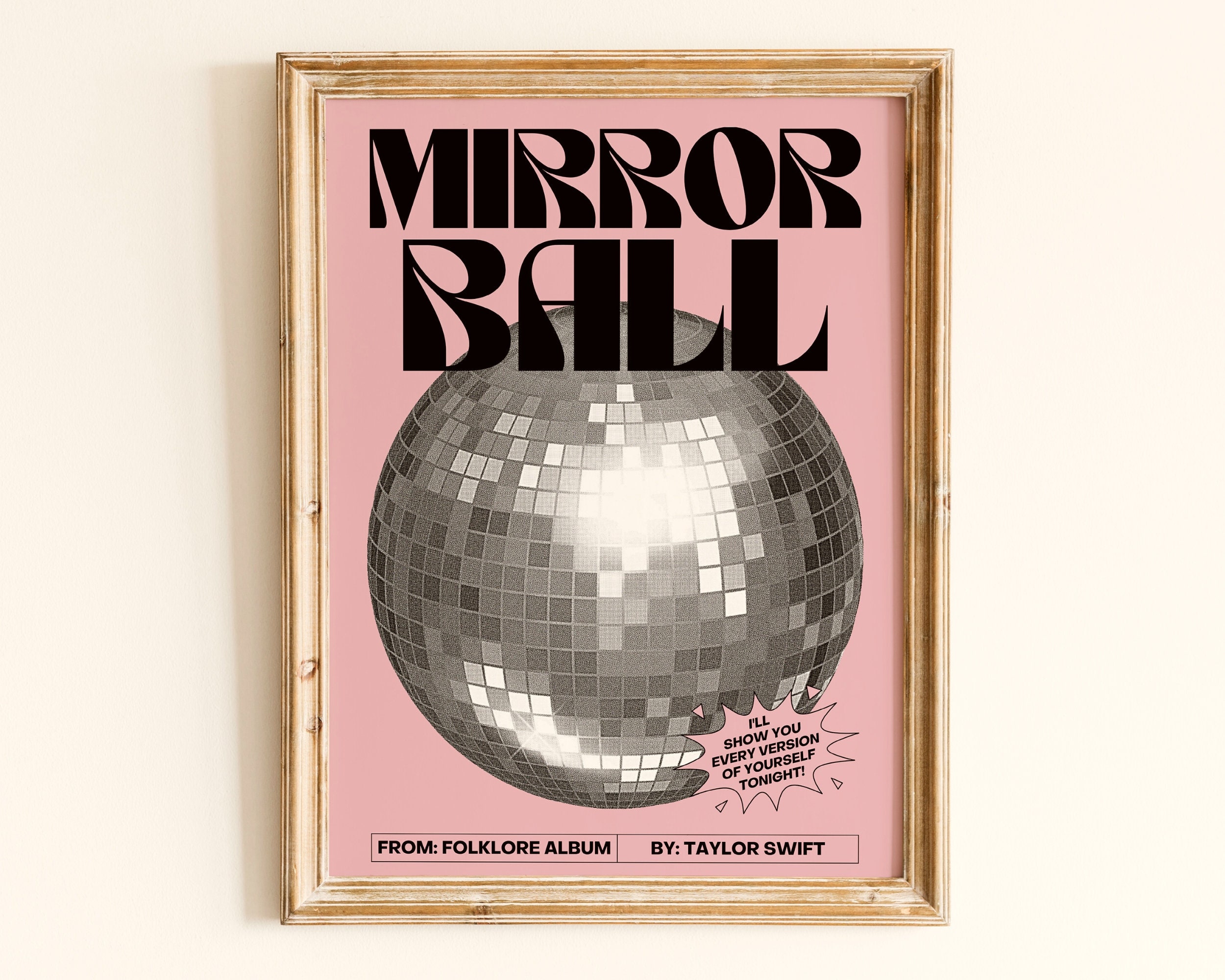 MIRRORBALL Taylor Swift Poster Disco Ball Print Folklore Etsy UK