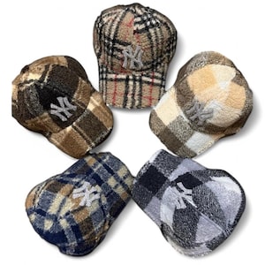 Chapeau ajustable personnalisé New York NY à carreaux duveteux et strass