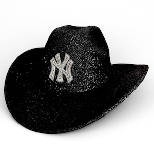 New York Yankees NY rhinestone black shiny cowboy hat