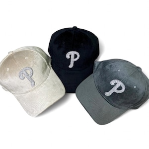 Rhinestone velvet Phillies adjustable hat