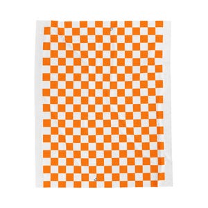Velveteen Plush Blanket - Tennessee Vols Orange & White Checkerboard Throw, Give Him Six, Fan Gift, Home Decor, GBO, College Sports