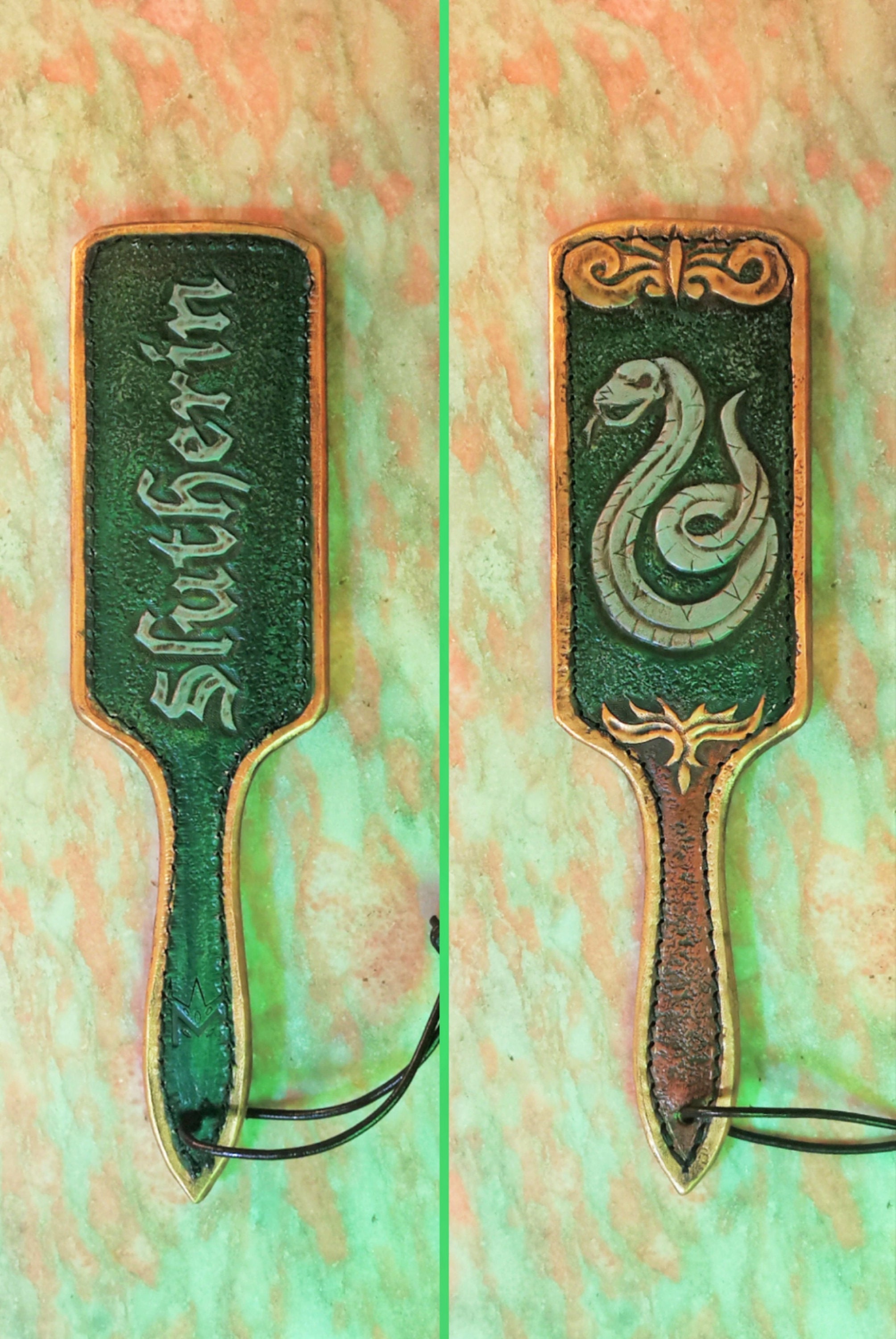 Harry Potter Houses Inspired Leather Paddle – Handmade BDSM Toy