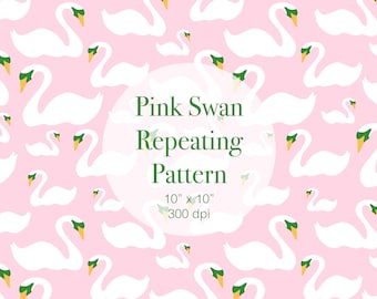 Pink Swan Seamless Repeating Pattern for Digital Download