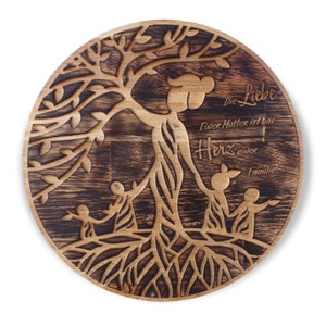 Mural e.g. for Mother's Day made of wood / tree of life motif / mother with children / wooden mural / personalisable