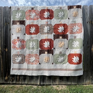 Fall Pumpkins (Green) Handmade Twin Quilt