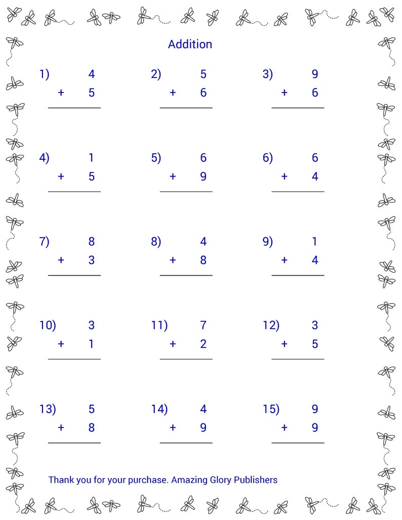 Math Worksheet 30 Problems Adding 30 MATH ADDITION Worksheets 450 Math Problems 38 Printable | Etsy