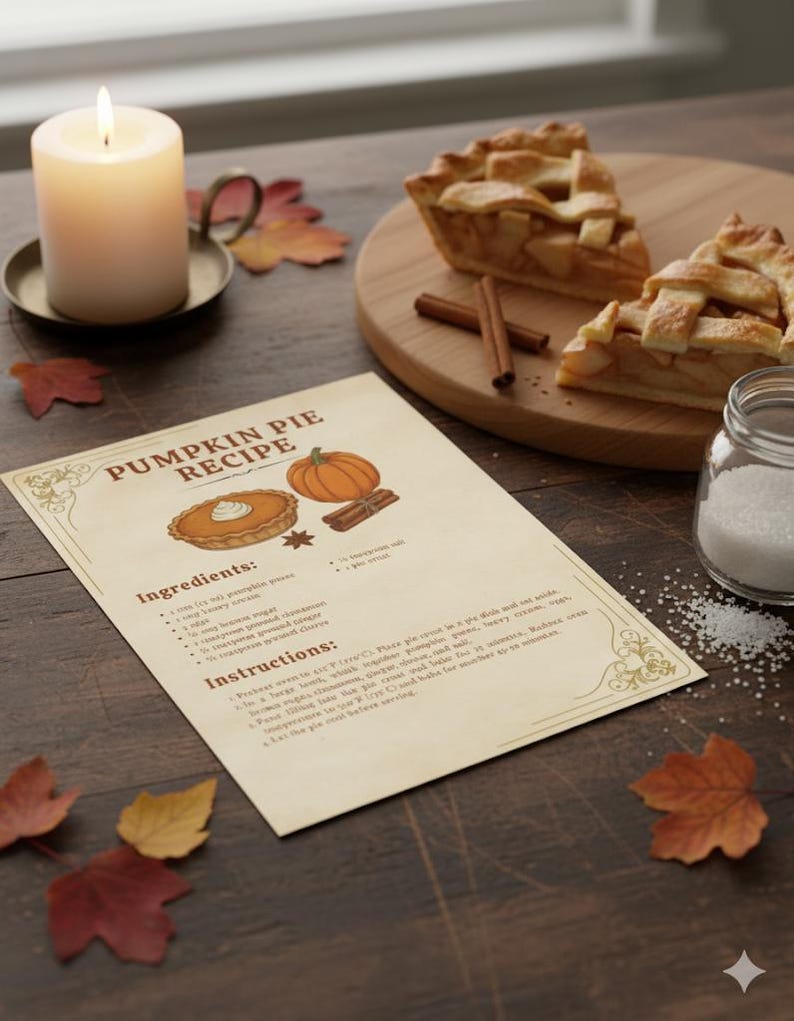 Vintage Autumn Recipe Printables | 10 Fall Recipes | Hand-drawn ...