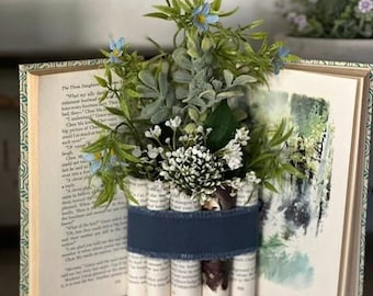 Beautiful Customized Book Vases, for the book lover, the flower lover, a unique home decor item or gift, Personalized Colors