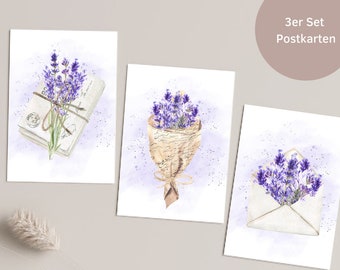 Lavender Card Set | Gift for plant lovers | Pictures set 3 pieces