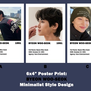Byeon Woo-Seok Esthetische 6x4&quot; posterprint in minimalistische stijl