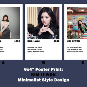 Impresión de póster de estilo minimalista Kim Ji-Won Aesthetic 6x4&quot;