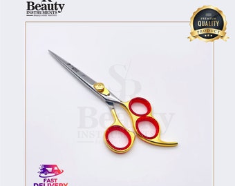 Right-Handed- High-Quality Japanese Steel Silver & Gold Barber Scissors- Featuring Sharp Blades- Quick Shipping- and Guaranteed Satisfaction