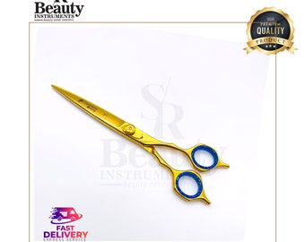 High-Quality Japanese Steel Gold Barber Scissors with Sharp Right-Handed Blades Fast Delivery and Satisfaction Guaranteed- Including Barber