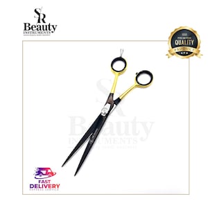 Japanese Steel J2 Black & Gold Barber Scissors-Sharp Blades Right-Handed -Includes Barber Accessories- Fast Delivery Satisfaction Guaranteed