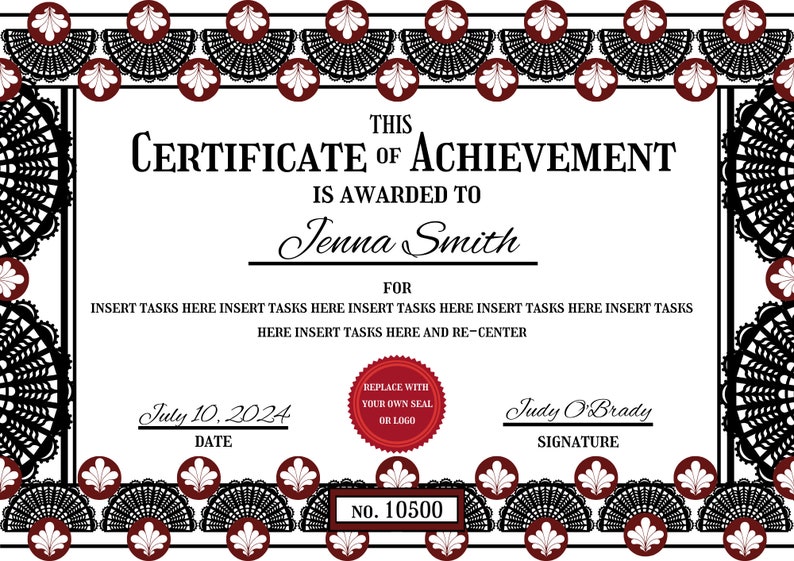 Fully editable fancy canva certificate of achievement template etsy uk