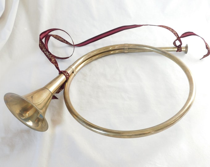 Vintage Brass Horn, Bugle, Made in India, Parma, Christmas Decor, Home