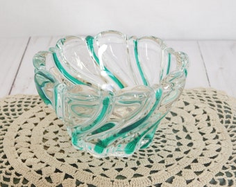 Vintage Mikasa, Votive Holder, Candle Holder, Peppermint Green, Green Striped, Glass, Collectible, Christmas, Holiday, Home Decor, Nostalgic