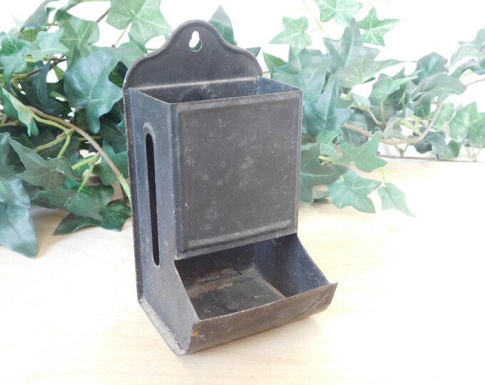 Vintage Match Holder, Matchstick Holder, Metal, Black, Collectible