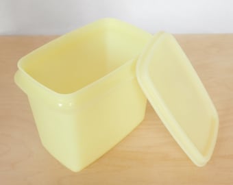 Vintage Tupperware, Container, Yellow, Storage, Rectangular, Fridge Storage, Leftover Container, Dry Good Storage, Durable, Plastic, Retro
