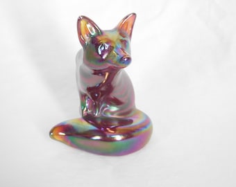 Figurine vintage, Renard, Fenton, Irisé, Carnaval en verre, Objet de collection, Animal de la forêt, Décoration d'intérieur, Statue, Ancienne propriété, Pickers Haven