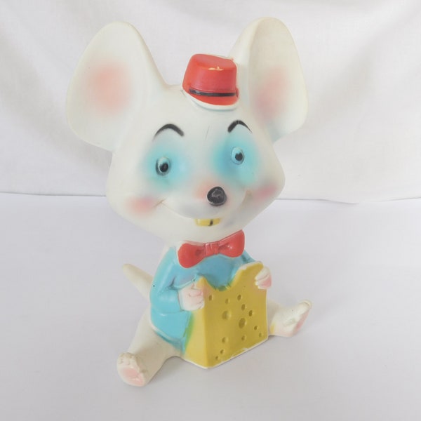 Vintage Squeak Toy, Mouse with Cheese, Alan Jay Clarolyte, Made in USA, Mid-Century, Squeaky Doll, Collectible, Mouse Toy, Toys and Games