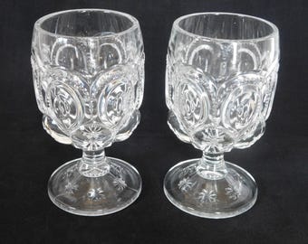 Vintage 1960s L.E. Moon & Stars Small Goblets/wine Glasses Clear