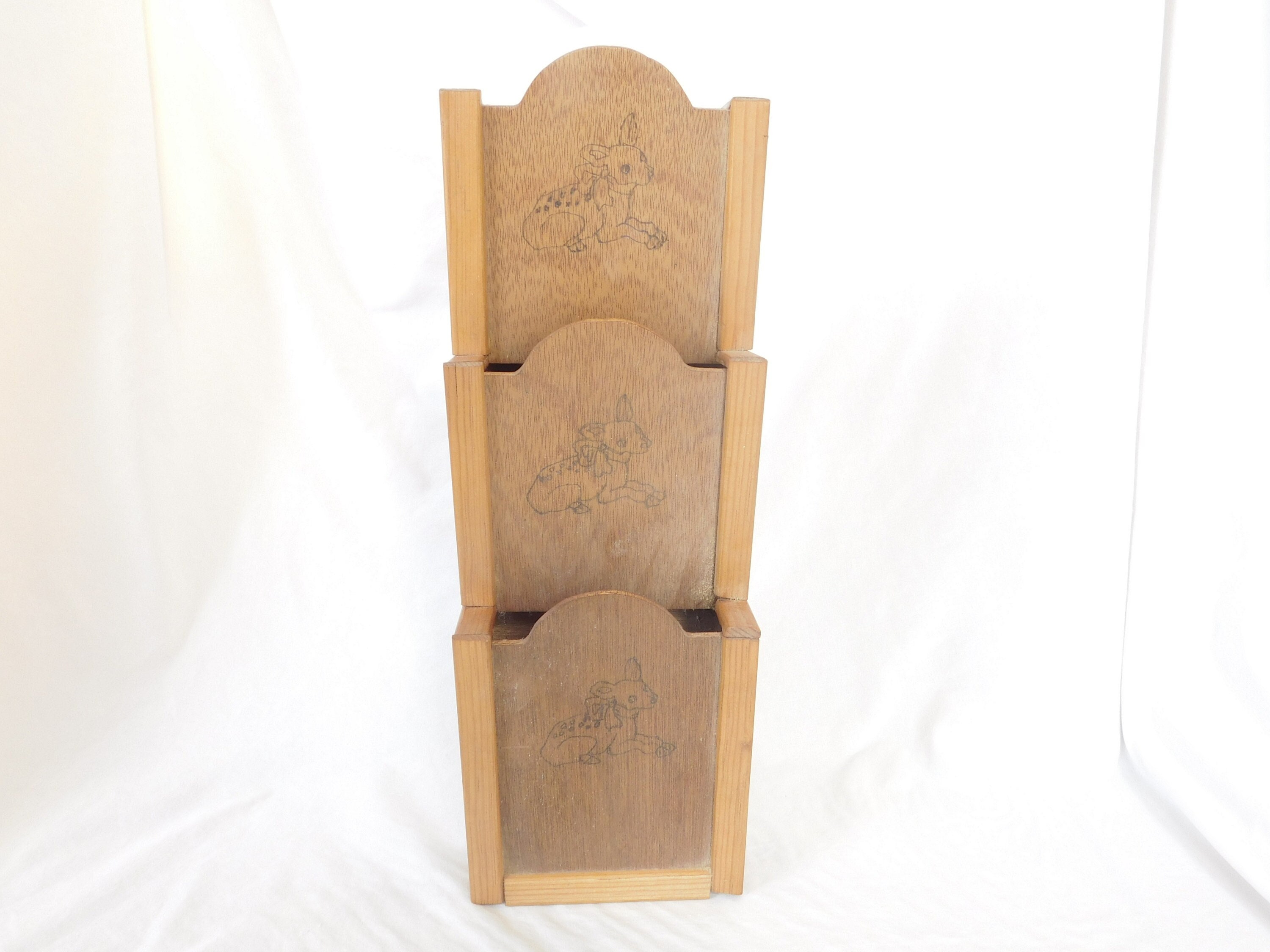Vintage Mail Holder Wood Desk Decor 3 Slots Letter Holder Etsy