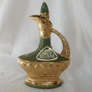 Vintage Decanter, Jim Beam, 1967, 1960's, Regal China, Green and Gold, Old Bourbon Bottle, Barware, Collectible, Bottle and Stopper, Mancave