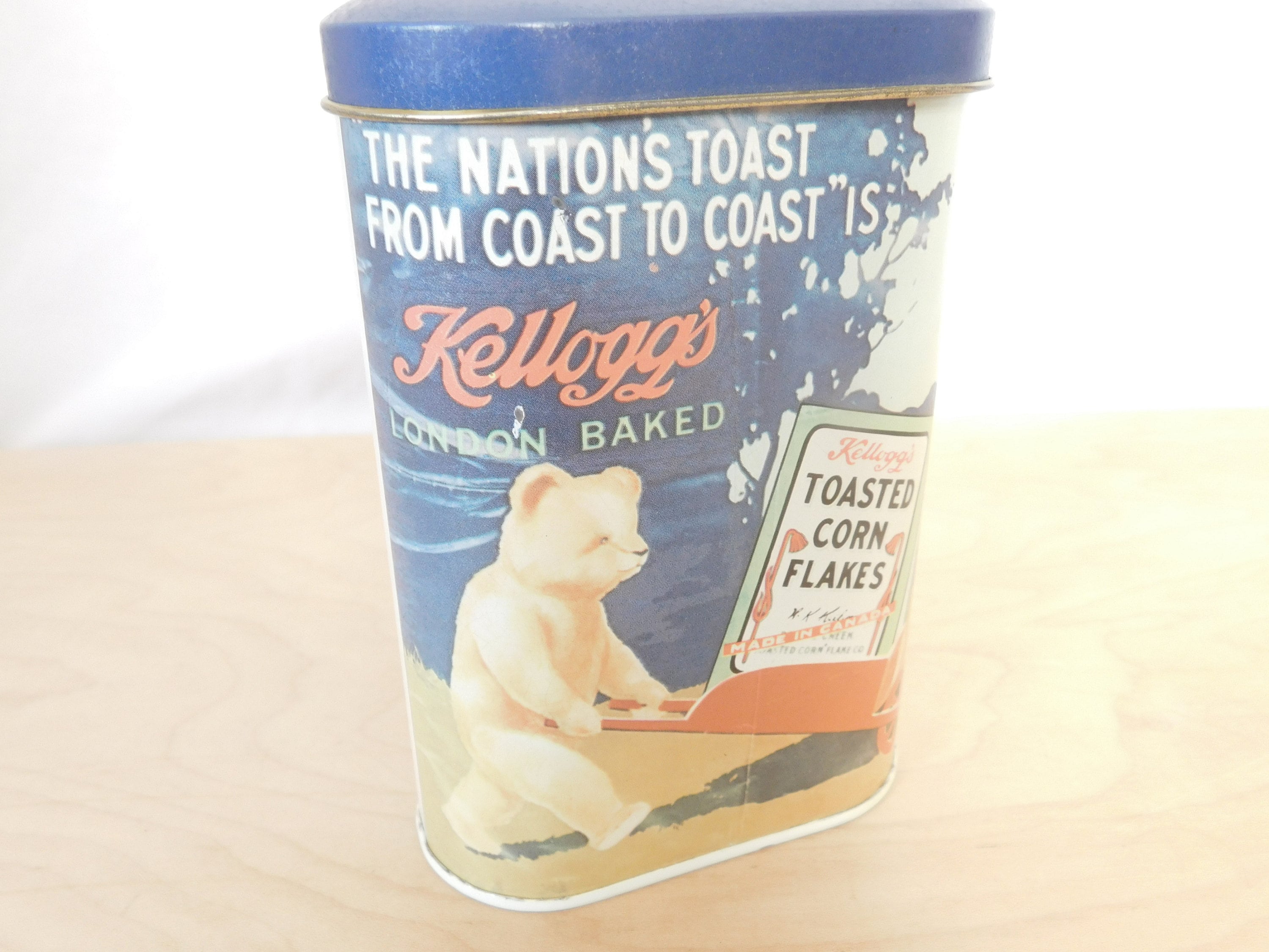 Vintage Tin Cereal Tin Kellogg's Toasted Corn Flakes Etsy