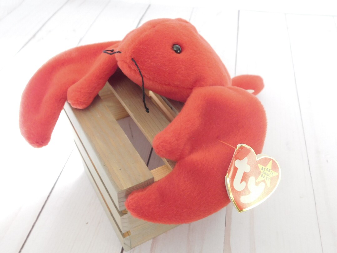 Vintage Beanie Baby, Lobster, Pinchers, 1993, TY Original, PVC Pellets