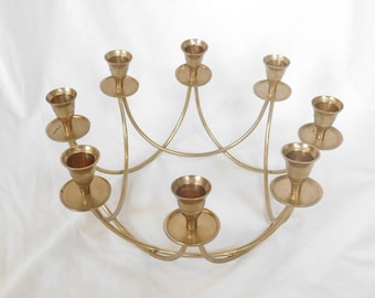 Vintage Candle Holder, Candlestick Holder, Bronze, Holds 8 Tapers, Round, Circular, Centerpiece, Home Decor, Taper Holder, Table Decor
