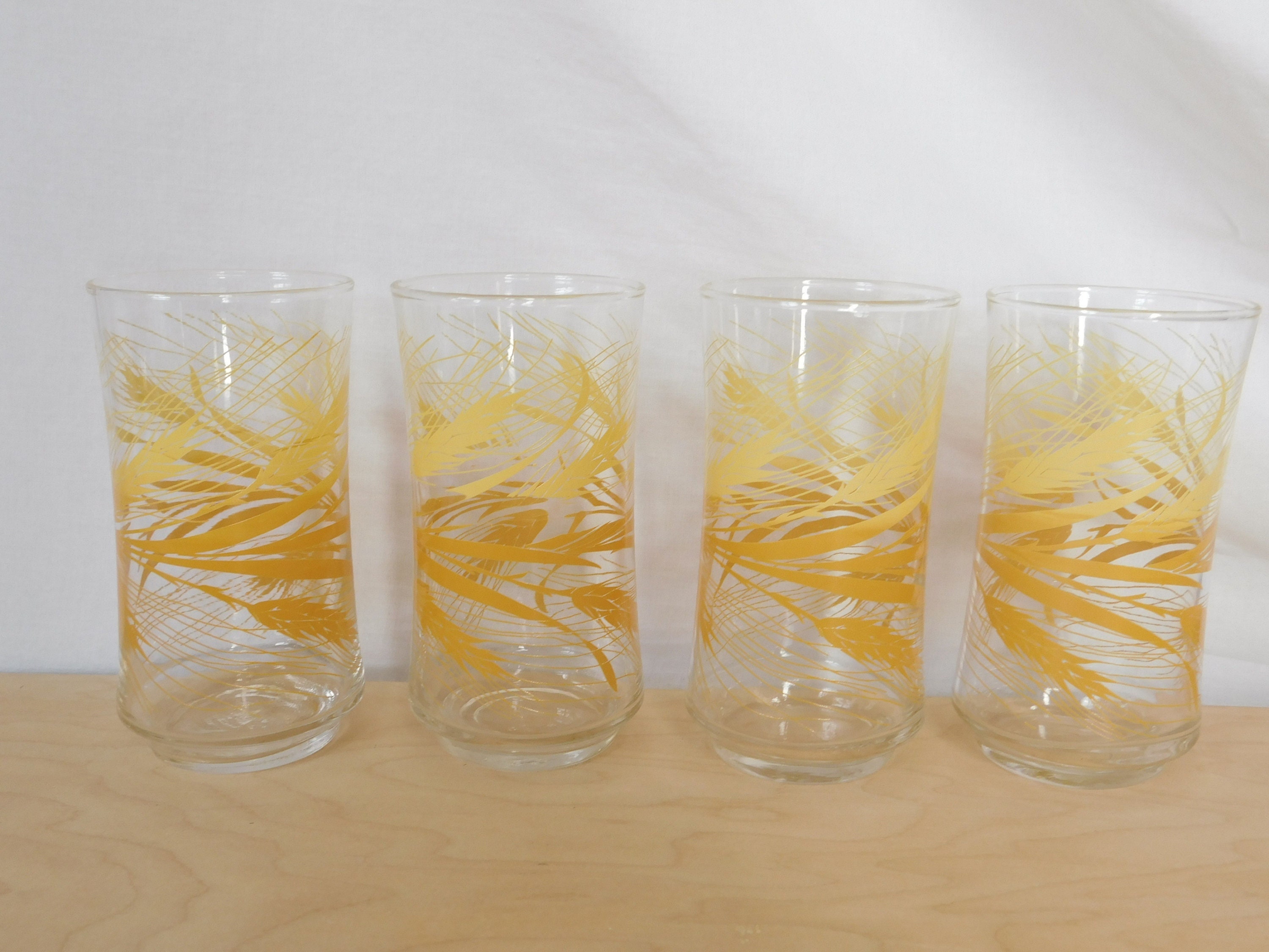 Vintage Libbey Drinking Glasses Set of 4 Harvest Wheat Etsy