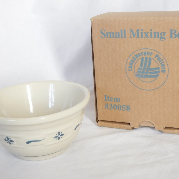 Vintage Mixing Bowl, Small, Longaberger, Pottery, Woven Traditions, Classic Blue, Kitchenware, Cooking, 1990's, 30058, Original Box Included