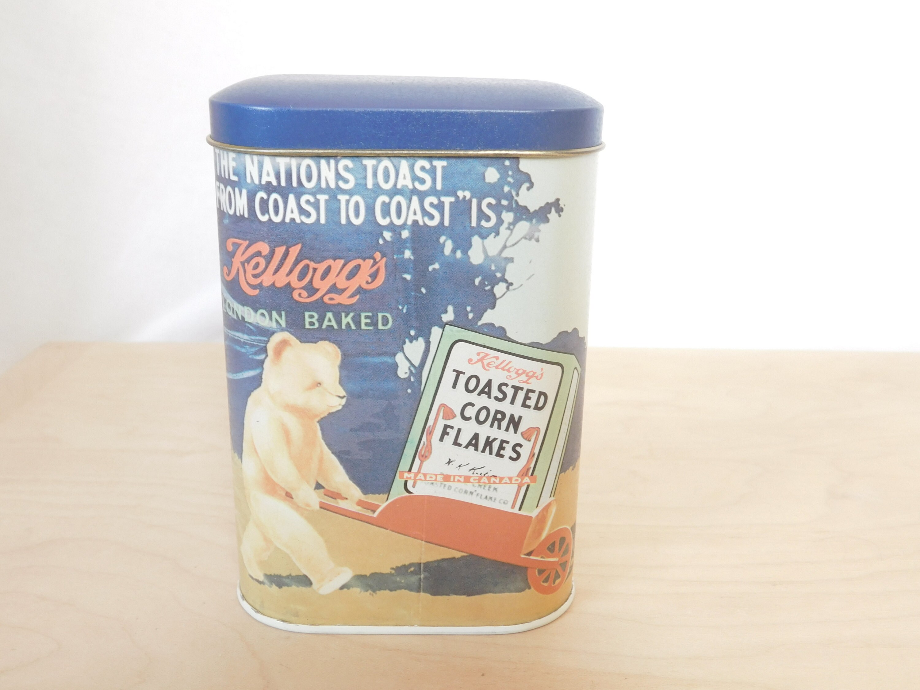Vintage Tin Cereal Tin Kellogg's Toasted Corn Flakes Etsy