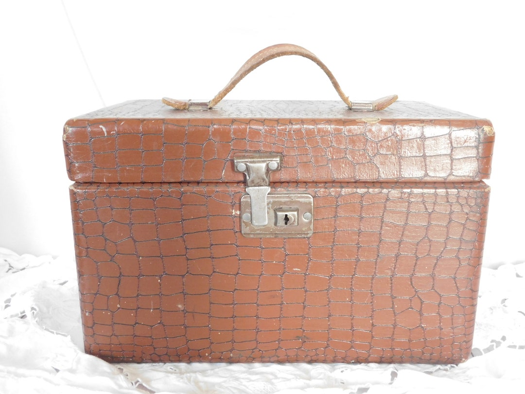 Vintage Brown Case Suitcase Carrying Case Makeup - Etsy