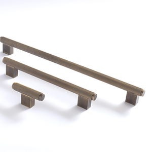 Tirador en T acanalado de latón macizo: tirador de bronce antiguo para cajón de armario