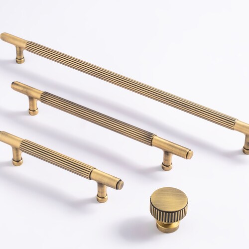 Antique Brass Reeded Wardrobe Handle - Black Gold Cupboard Heavy Pull for  Kitchen - Etsy